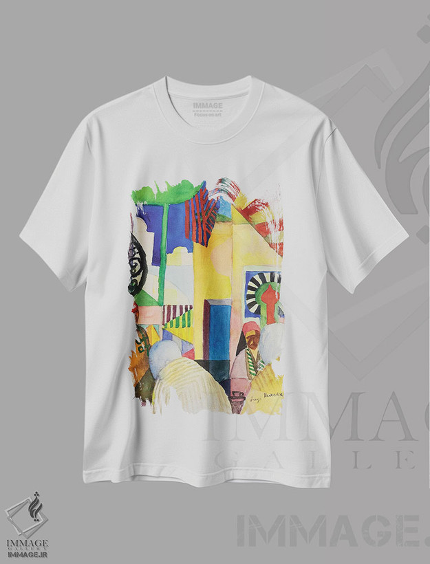تیشرت طرح دار 1914,در بازار، ۱۹۱۴، هنر فاخر کلاسیک اثر آگوست ماکه | فروشگاه ایماژ