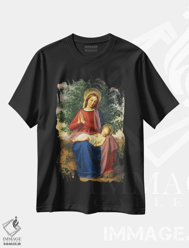 تیشرت طرح دار 1855,مریم مقدس و کودک، ۱۸۵۵، هنر فاخر کلاسیک اثر جولیوس اشنور فون کارولسفلد | فروشگاه ایماژ
