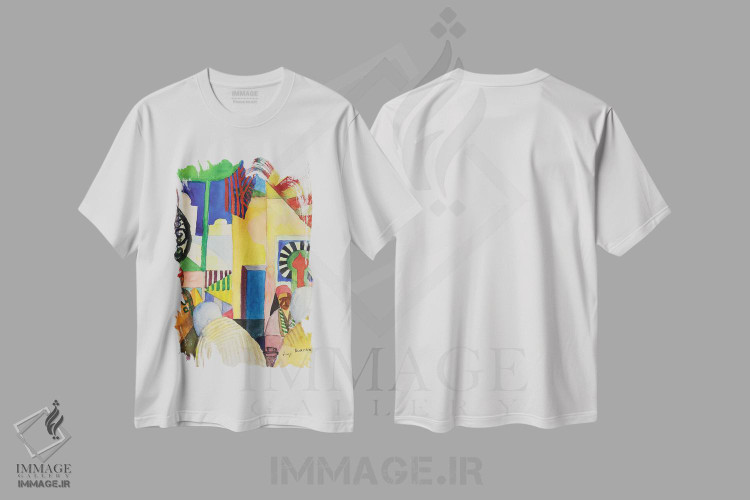 تیشرت طرح دار 1914,در بازار، ۱۹۱۴، هنر فاخر کلاسیک اثر آگوست ماکه | فروشگاه ایماژ