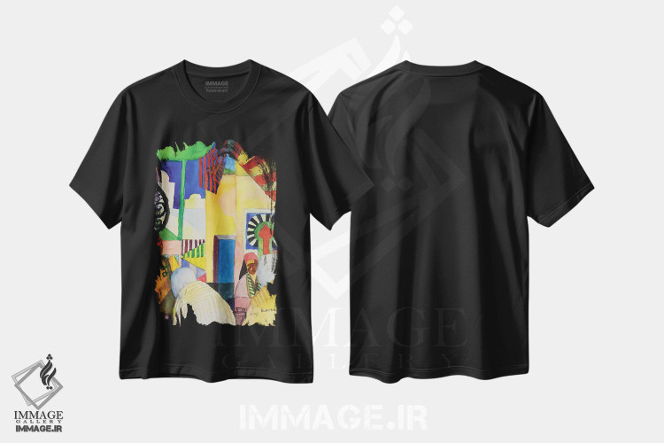 تیشرت طرح دار 1914,در بازار، ۱۹۱۴، هنر فاخر کلاسیک اثر آگوست ماکه | immage.ir