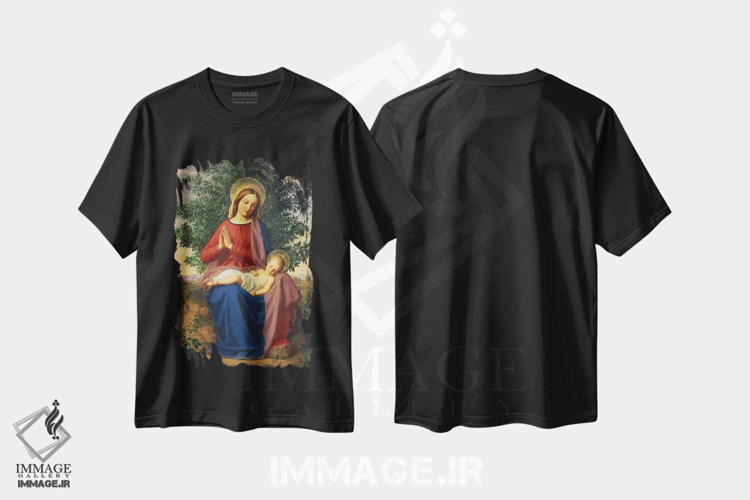 تیشرت طرح دار 1855,مریم مقدس و کودک، ۱۸۵۵، هنر فاخر کلاسیک اثر جولیوس اشنور فون کارولسفلد | فروشگاه ایماژ