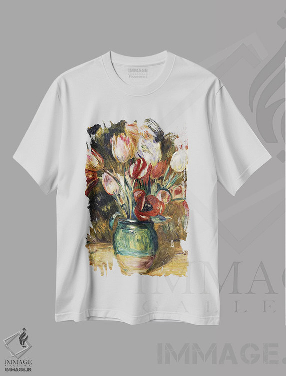 تیشرت طرح دار 1888-89,گلدان گل، ۱۸۸۸ تا ۱۸۸۹، هنر فاخر کلاسیک اثر پیر-اوگوست رنوار | immage.ir