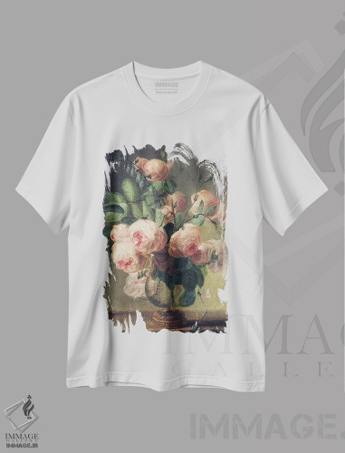 تیشرت طرح دار گلدان گل، هنر فاخر کلاسیک اثر پیر-ژوزف ردوت | فروشگاه ایماژ