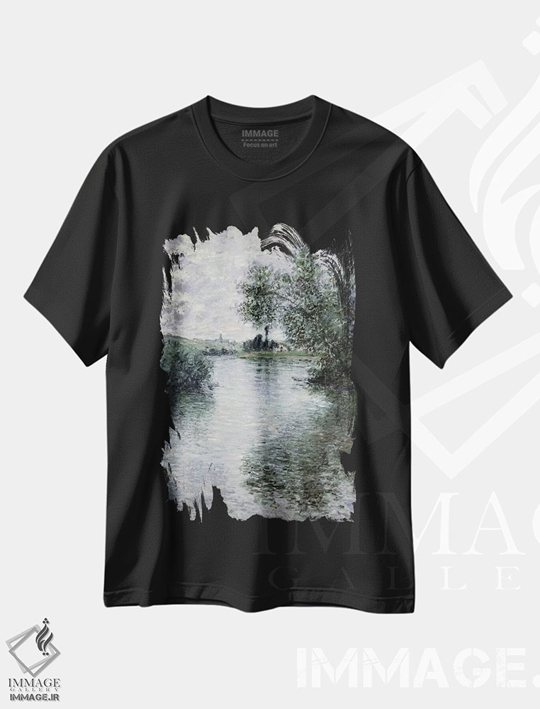 تیشرت طرح دار 1879,رود سن در وته یوئی، ۱۸۷۹، هنر فاخر کلاسیک اثر کلود مونه | فروشگاه ایماژ
