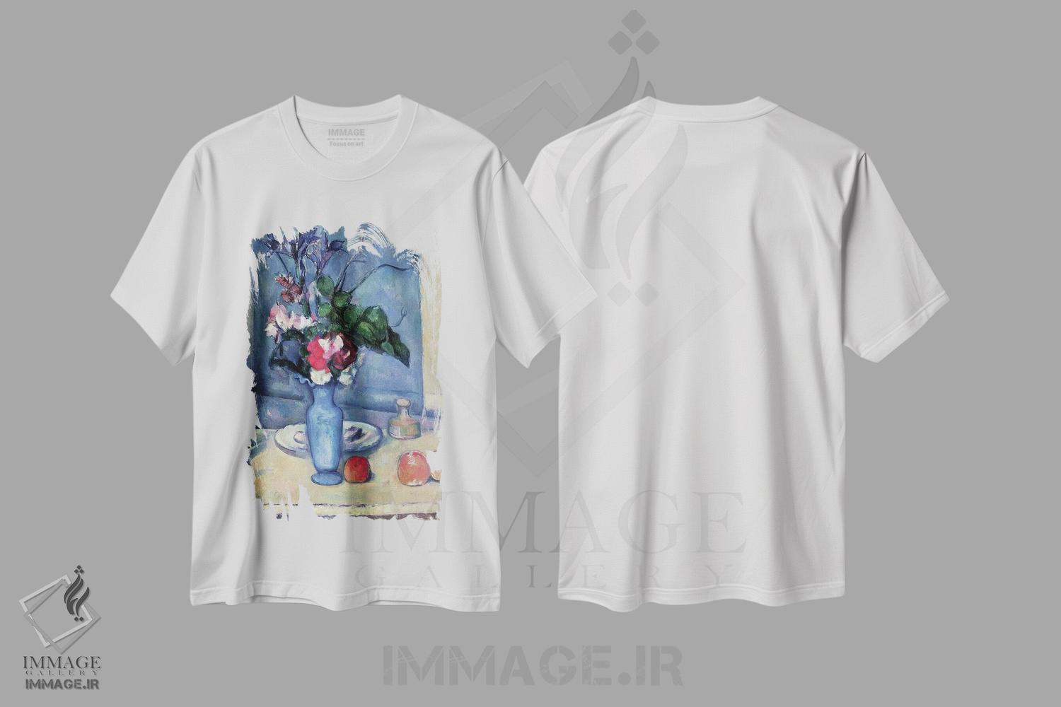 تیشرت طرح دار 1889-90,گلدان آبی، ۱۸۸۹ تا ۱۸۹۰، هنر فاخر کلاسیک اثر پل سزان | فروشگاه ایماژ