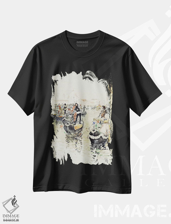 تیشرت طرح دار 1891,مسابقهٔ قایقرانی ونیزی، ۱۸۹۱، هنر فاخر کلاسیک اثر چایلد هسام | فروشگاه ایماژ