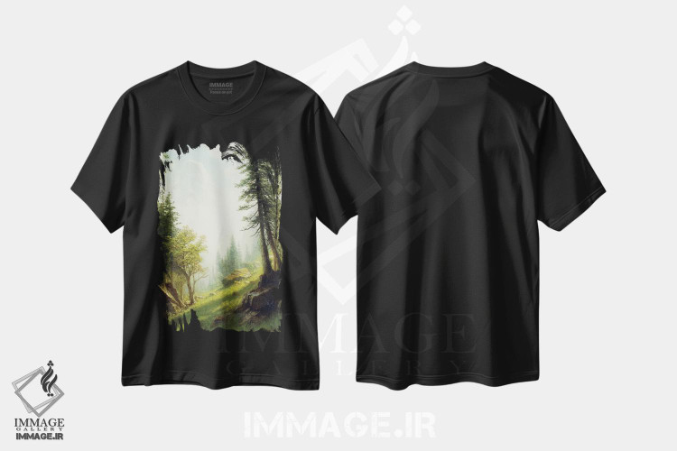 تیشرت طرح دار در میان کوه های آلپ برن، هنر فاخر کلاسیک اثر آلبرت بیرشتات | immage.ir