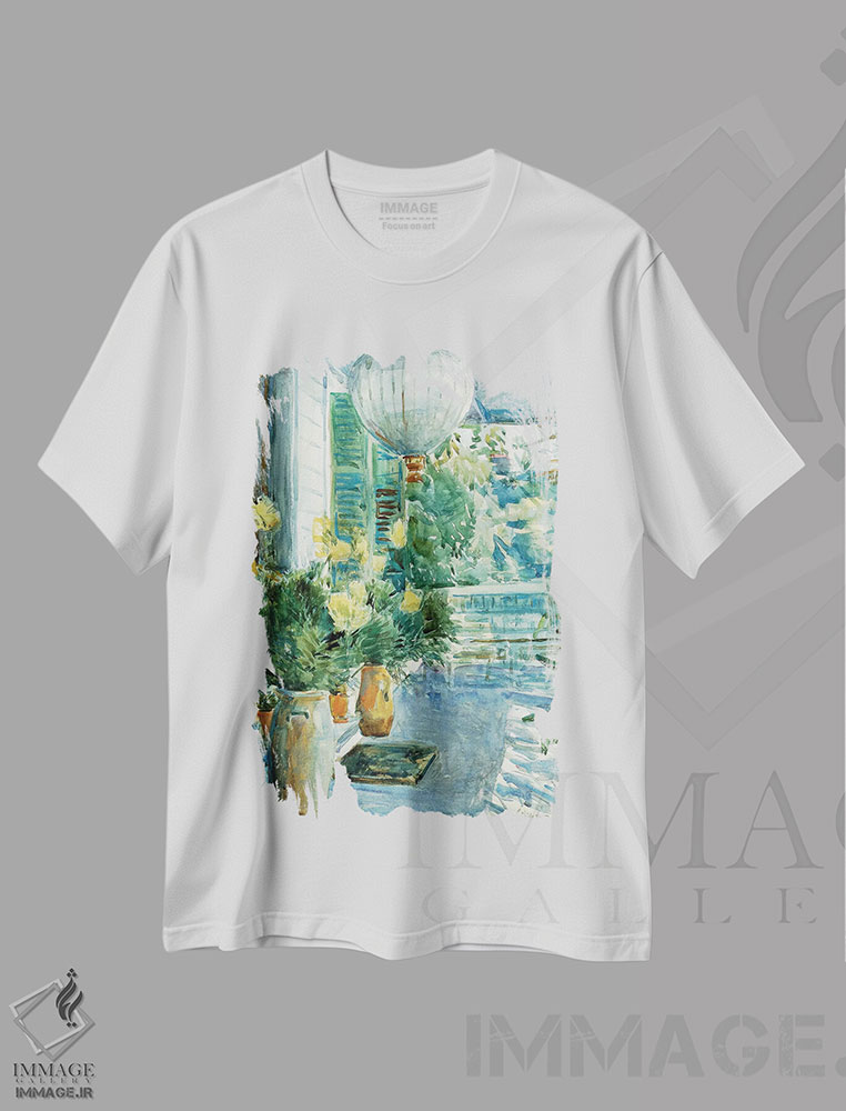 تیشرت طرح دار 1912,ایوان خانه قدیمی، ۱۹۱۲، هنر فاخر کلاسیک اثر چایلد هسام | فروشگاه ایماژ