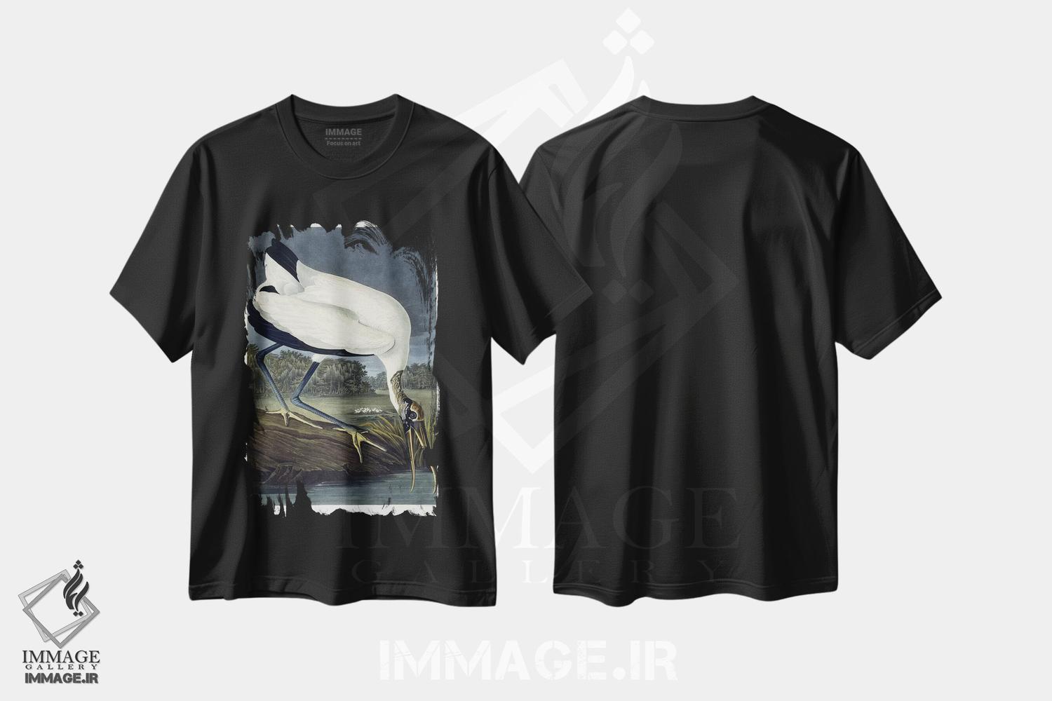 تیشرت طرح دار 1834,ایبیس چوبی، ۱۸۳۴، هنر فاخر کلاسیک اثر جان جیمز آدوبون | immage.ir