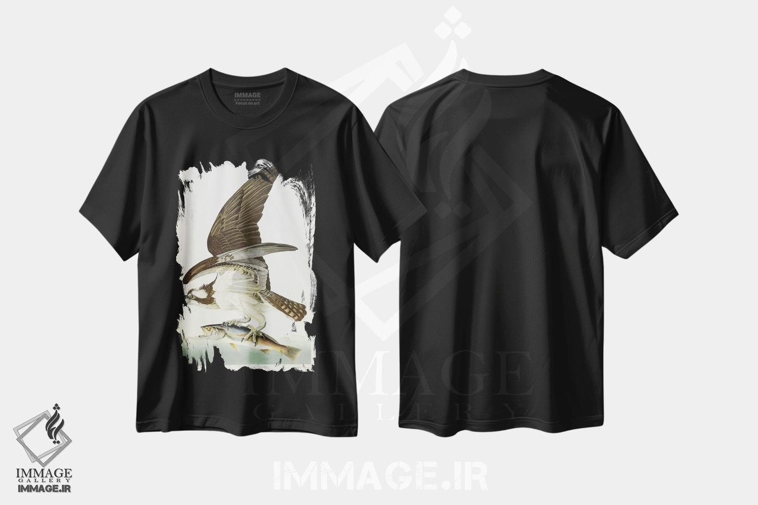 تیشرت طرح دار 1830,شاهین ماهیگیر، ۱۸۳۰، هنر فاخر کلاسیک اثر جان جیمز آدوبون | فروشگاه ایماژ