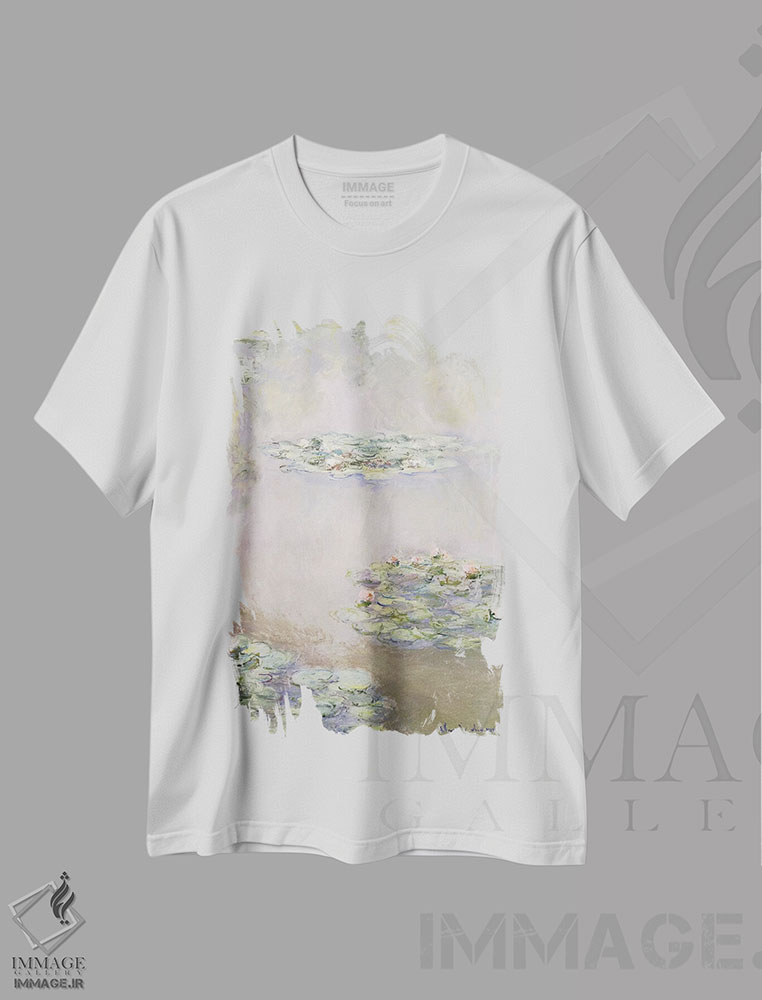 تیشرت طرح دار 1908،نیلوفرهای آبی، ۱۹۰۸، هنر فاخر کلاسیک اثر کلود مونه | immage.ir