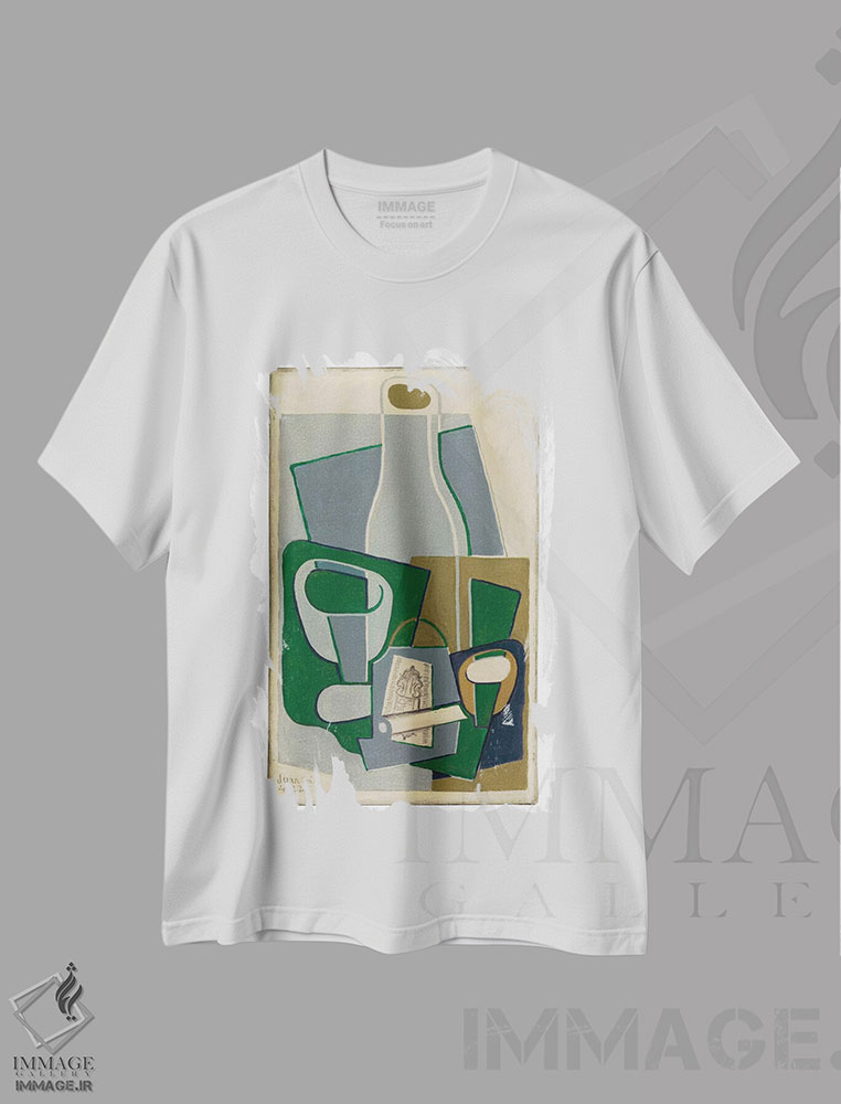تیشرت طرح دار 1922،پیپ و بسته توتون، ۱۹۲۲، آبستره اثر خوان گрис | فروشگاه ایماژ