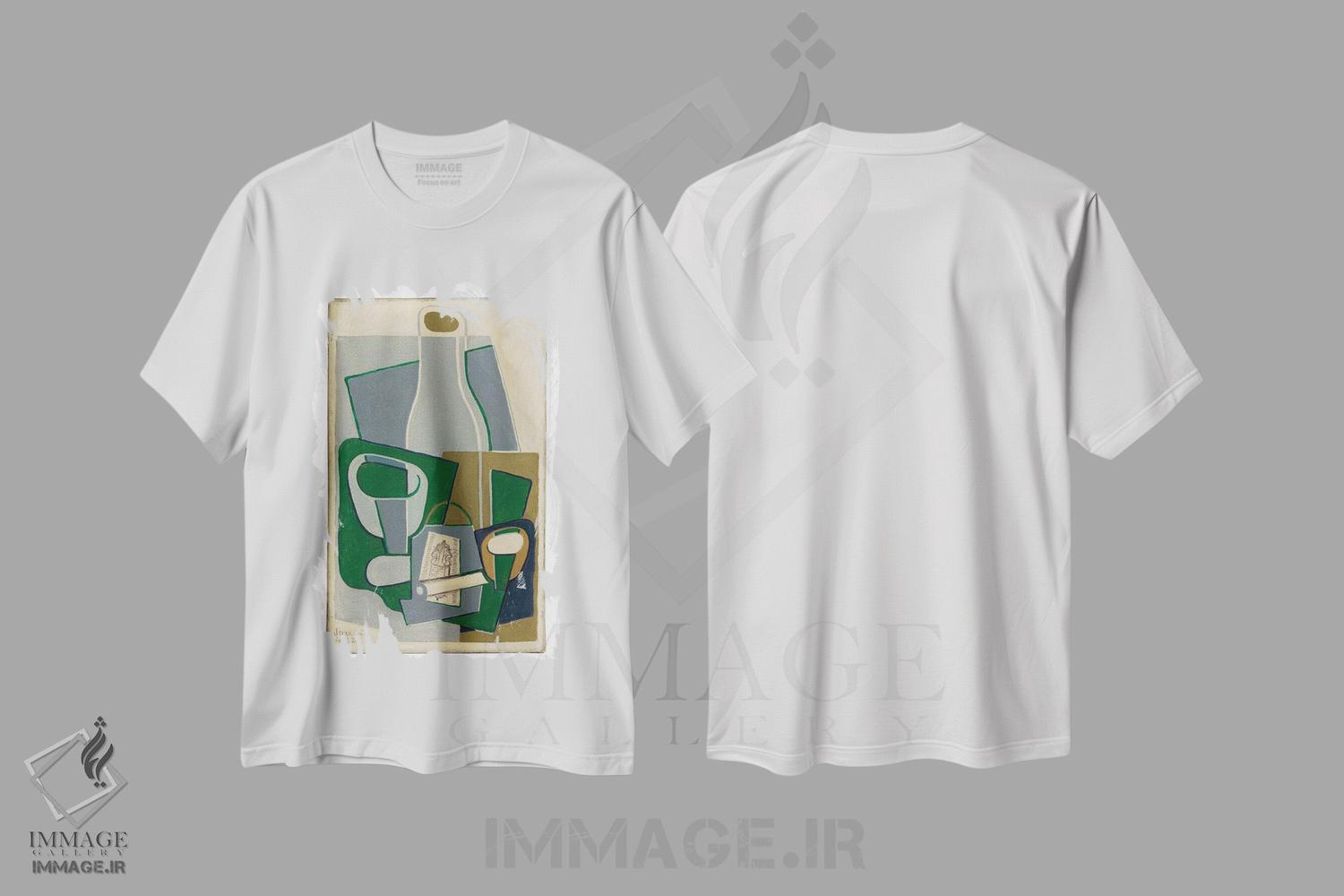 تیشرت طرح دار 1922،پیپ و بسته توتون، ۱۹۲۲، آبستره اثر خوان گрис | فروشگاه ایماژ