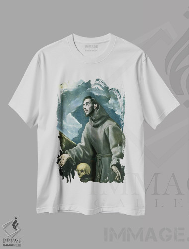 تیشرت طرح دار سن فرانسیس در حال دریافت استیگماتا، هنر فاخر کلاسیک اثر ال گرکو | فروشگاه ایماژ