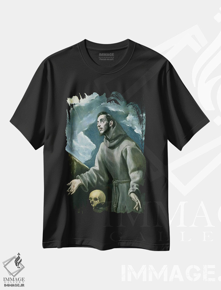 تیشرت طرح دار سن فرانسیس در حال دریافت استیگماتا، هنر فاخر کلاسیک اثر ال گرکو | immage.ir