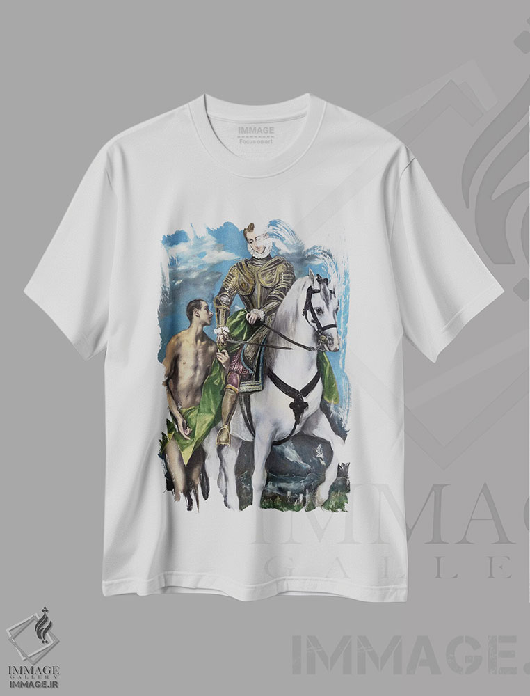 تیشرت طرح دار سن مارتین و گدا، ۱۵۹۷-۱۵۹۹، هنر فاخر کلاسیک اثر ال گرکو | immage.ir