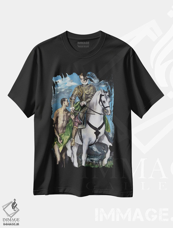 تیشرت طرح دار سن مارتین و گدا، ۱۵۹۷-۱۵۹۹، هنر فاخر کلاسیک اثر ال گرکو | فروشگاه ایماژ