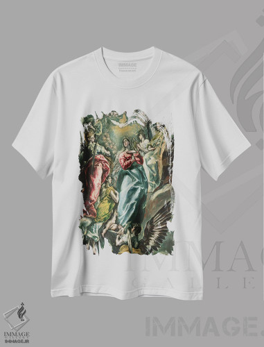 تیشرت طرح دار عروج حضرت مریم، ۱۶۰۷-۱۶۱۳، هنر فاخر کلاسیک اثر ال گرکو | فروشگاه ایماژ