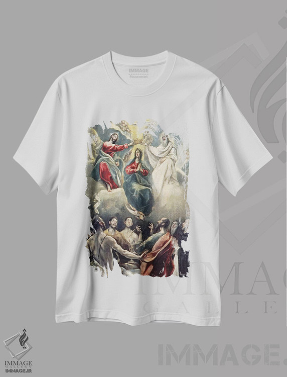 تیشرت طرح دار تاجگذاری مریم مقدس، هنر فاخر کلاسیک اثر ال گرکو | immage.ir