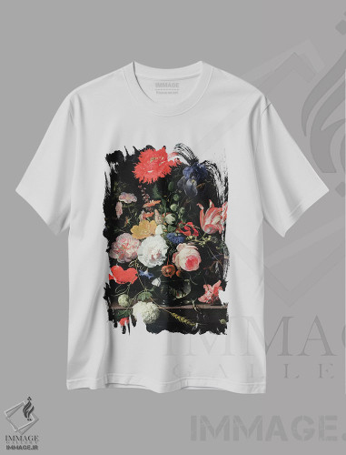 تیشرت طرح دار تابلوی گل ها، هنر فاخر کلاسیک اثر ابراهام مینیون | فروشگاه ایماژ