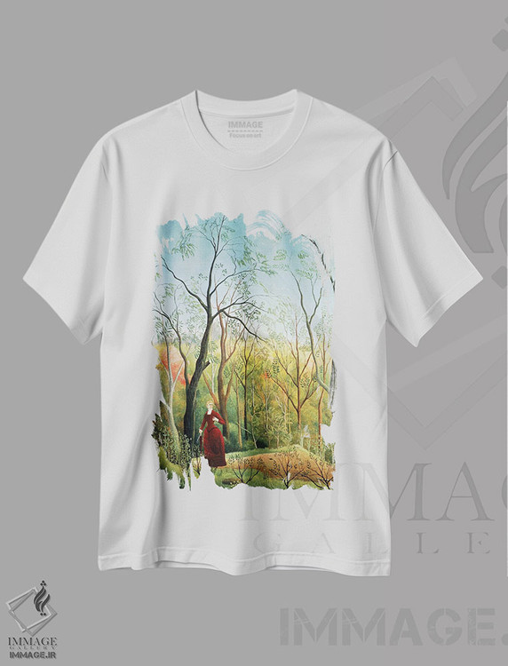 تیشرت طرح دار پیاده روی در جنگل، ۱۸۸۶-۱۸۹۰، هنر فاخر کلاسیک اثر آنری روسو | فروشگاه ایماژ