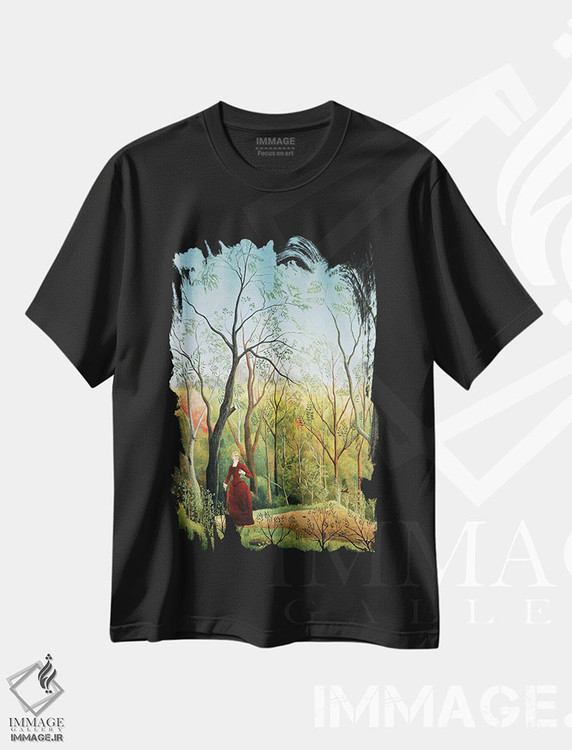 تیشرت طرح دار پیاده روی در جنگل، ۱۸۸۶-۱۸۹۰، هنر فاخر کلاسیک اثر آنری روسو | immage.ir