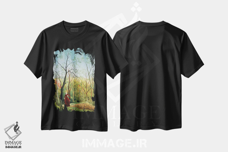 تیشرت طرح دار پیاده روی در جنگل، ۱۸۸۶-۱۸۹۰، هنر فاخر کلاسیک اثر آنری روسو | immage.ir