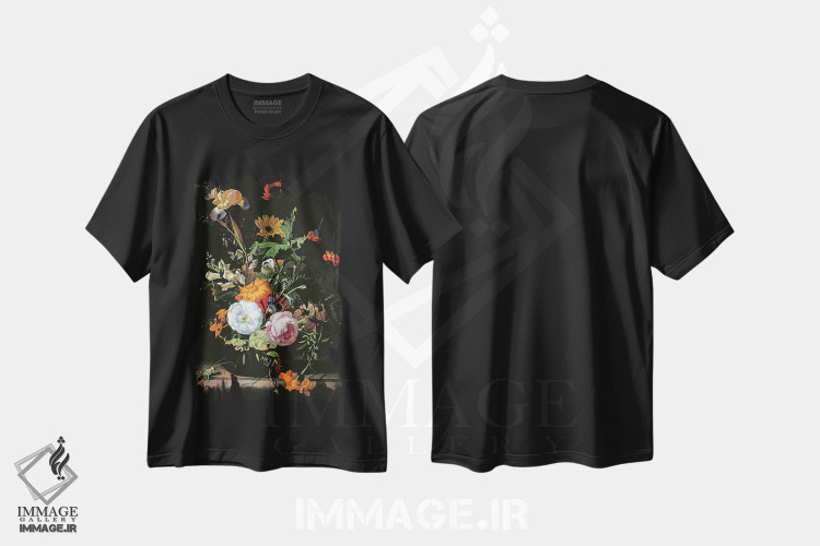تیشرت طرح دار طبیعت بی جان گل های تابستانی، هنر فاخر کلاسیک اثر ریچل رویش | فروشگاه ایماژ