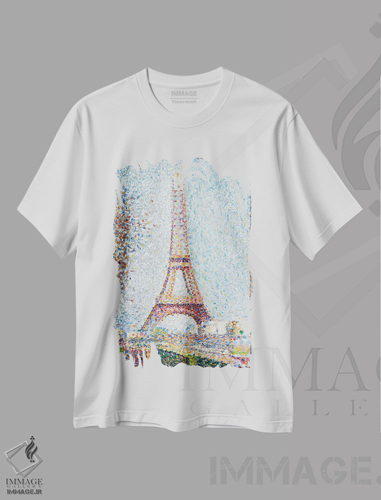 تیشرت طرح دار برج ایفل، ۱۸۸۹، هنر فاخر کلاسیک اثر ژرژ سورا | immage.ir