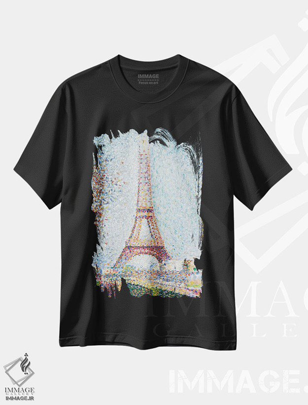 تیشرت طرح دار برج ایفل، ۱۸۸۹، هنر فاخر کلاسیک اثر ژرژ سورا | فروشگاه ایماژ