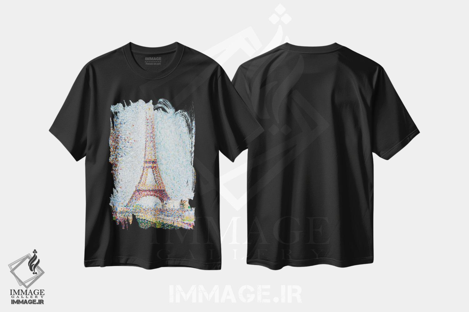 تیشرت طرح دار برج ایفل، ۱۸۸۹، هنر فاخر کلاسیک اثر ژرژ سورا | فروشگاه ایماژ