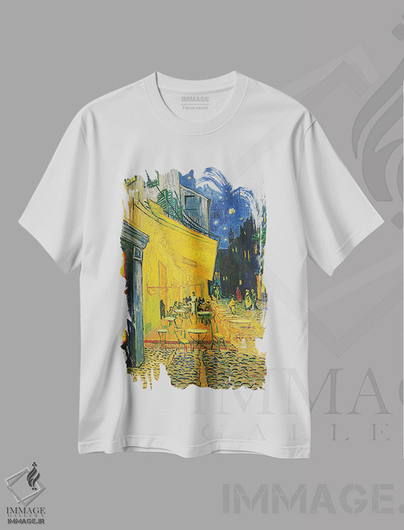 تیشرت طرح دار تراس کافه، میدان دو فوروم، آرل، ۱۸۸۸، هنر فاخر کلاسیک اثر ونسان ون گوگ | immage.ir