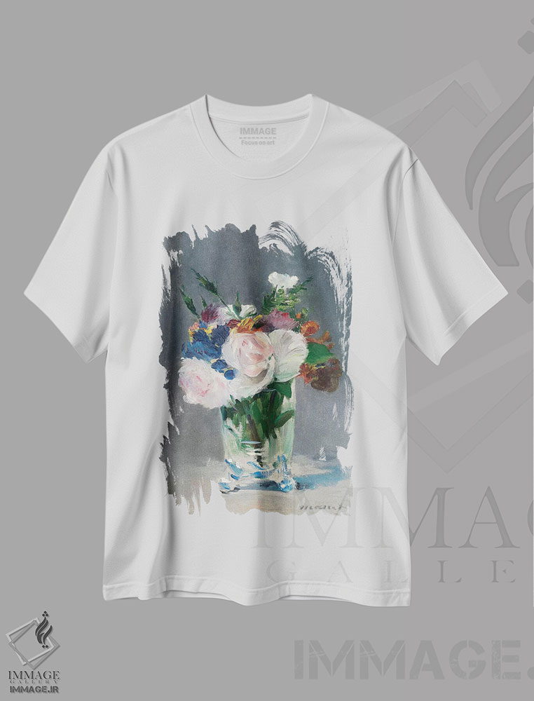 تیشرت طرح دار گل ها در گلدان کریستالی، حدود ۱۸۸۲، هنر فاخر کلاسیک اثر ادوارد مانه | immage.ir