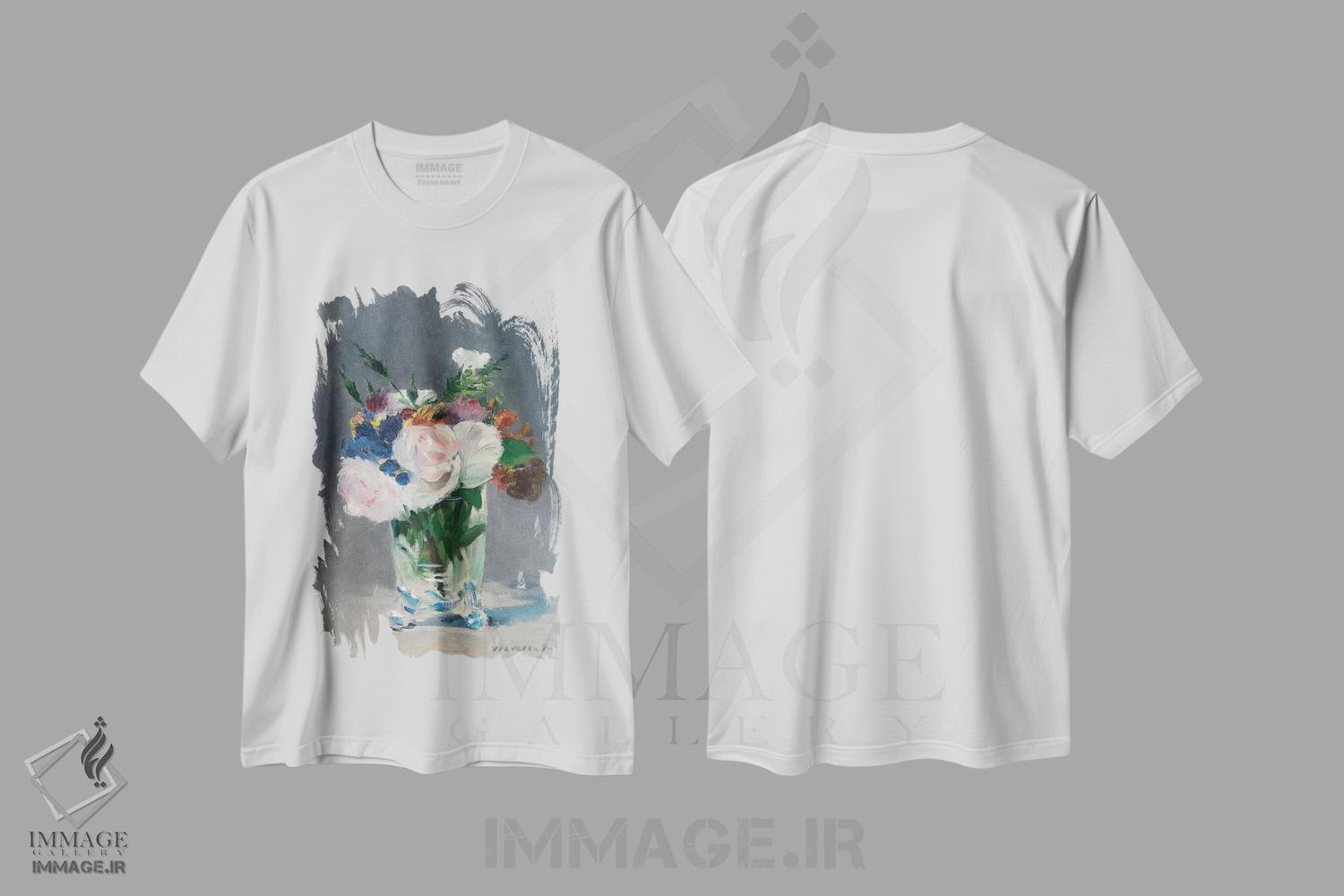 تیشرت طرح دار گل ها در گلدان کریستالی، حدود ۱۸۸۲، هنر فاخر کلاسیک اثر ادوارد مانه | immage.ir