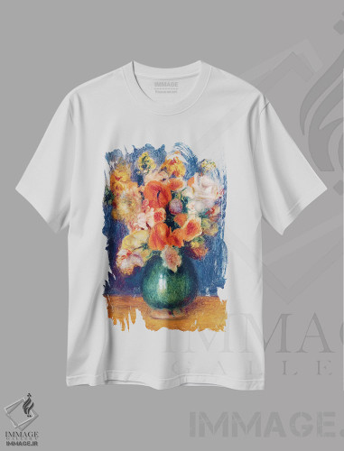 تیشرت طرح دار دسته گل، حدود ۱۹۰۰، هنر فاخر کلاسیک اثر پیر-اوگوست رنوار | فروشگاه ایماژ