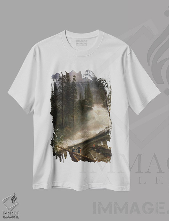 تیشرت طرح دار آبشار نوادا، یوسیمیتی، حدود ۱۸۷۲-۱۸۷۳، هنر فاخر کلاسیک اثر آلبرت بیرشتات | فروشگاه ایماژ
