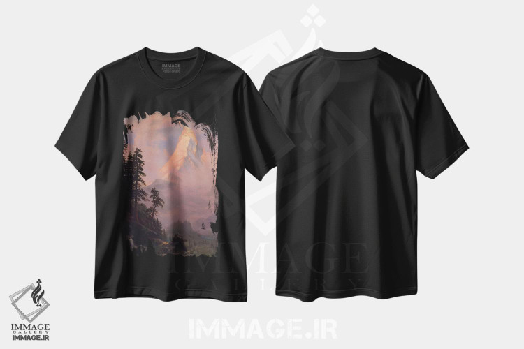 تیشرت طرح دار طلوع خورشید بر قله ماترهورن، پس از ۱۸۷۵، هنر فاخر کلاسیک اثر آلبرت بیرشتات | فروشگاه ایماژ