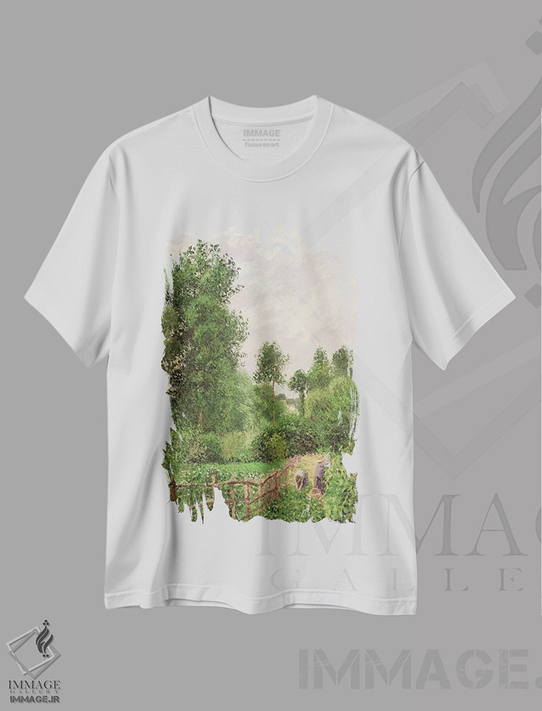 تیشرت طرح دار منظره، هوای خاکستری در اراگنی، ۱۸۹۹، هنر فاخر کلاسیک اثر کامی یِل پیسارو | فروشگاه ایماژ