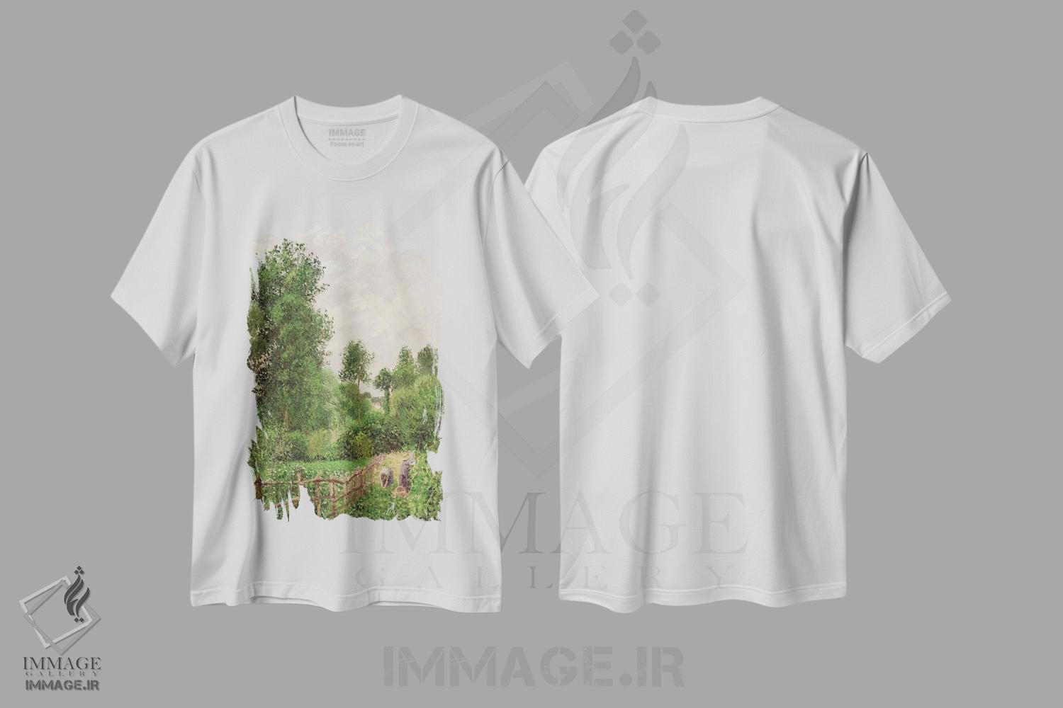 تیشرت طرح دار منظره، هوای خاکستری در اراگنی، ۱۸۹۹، هنر فاخر کلاسیک اثر کامی یِل پیسارو | فروشگاه ایماژ