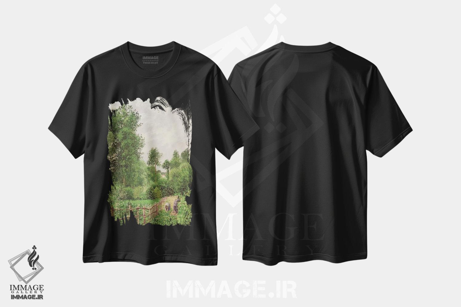 تیشرت طرح دار منظره، هوای خاکستری در اراگنی، ۱۸۹۹، هنر فاخر کلاسیک اثر کامی یِل پیسارو | immage.ir