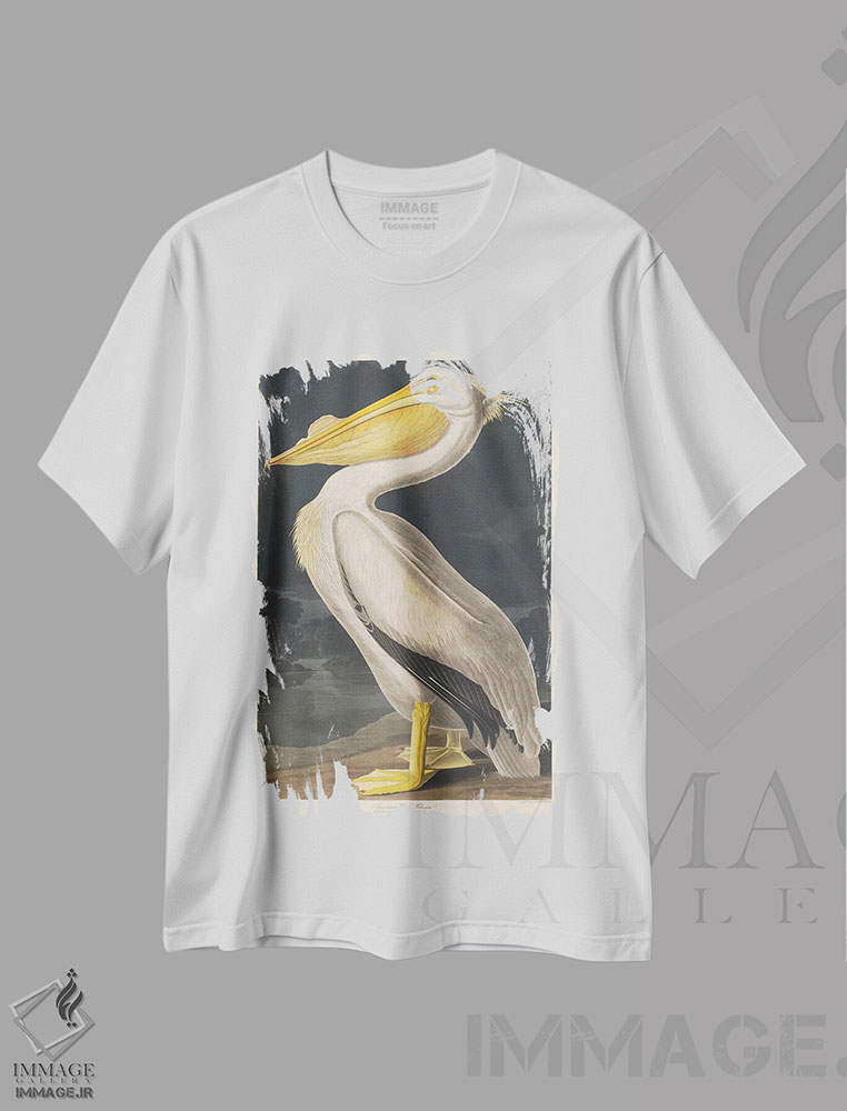 تیشرت طرح دار پلیکان سفید آمریکایی، هنر فاخر کلاسیک اثر جان جیمز آدوبون | فروشگاه ایماژ