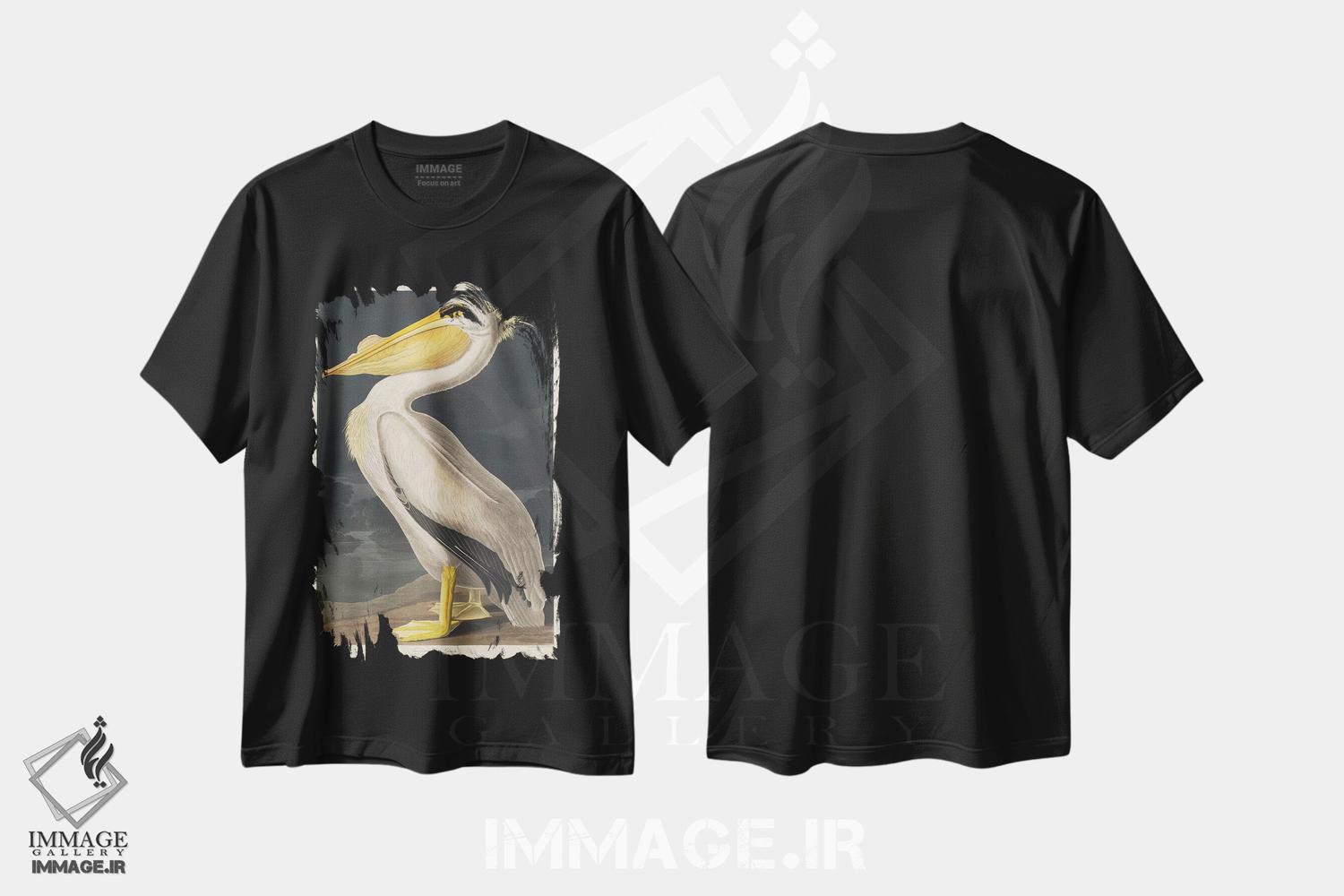 تیشرت طرح دار پلیکان سفید آمریکایی، هنر فاخر کلاسیک اثر جان جیمز آدوبون | immage.ir