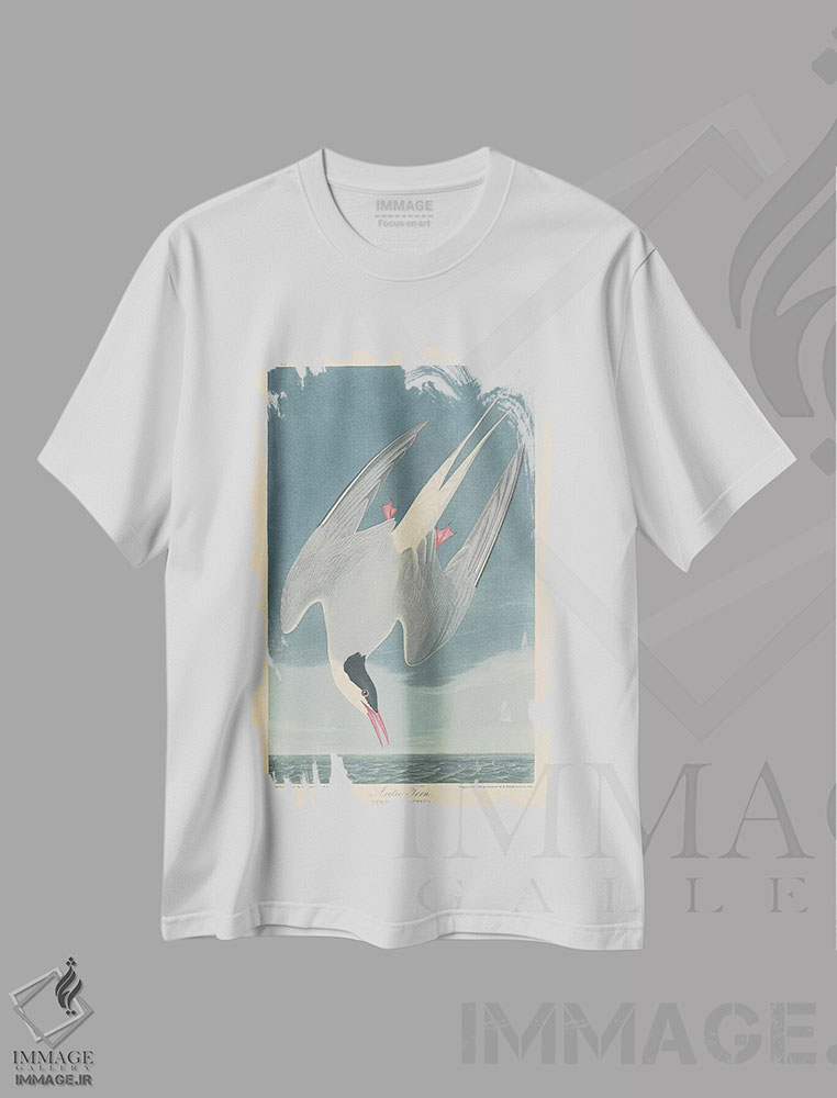 تیشرت طرح دار پرستوی دریایی شمالگان، هنر فاخر کلاسیک اثر جان جیمز آدوبون | immage.ir