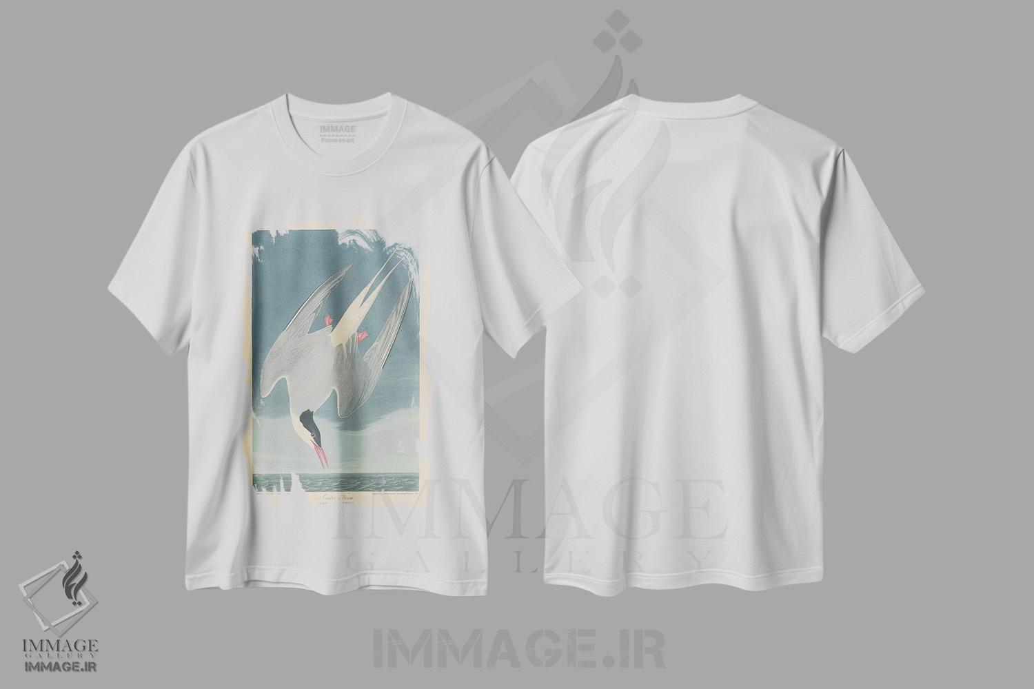 تیشرت طرح دار پرستوی دریایی شمالگان، هنر فاخر کلاسیک اثر جان جیمز آدوبون | immage.ir