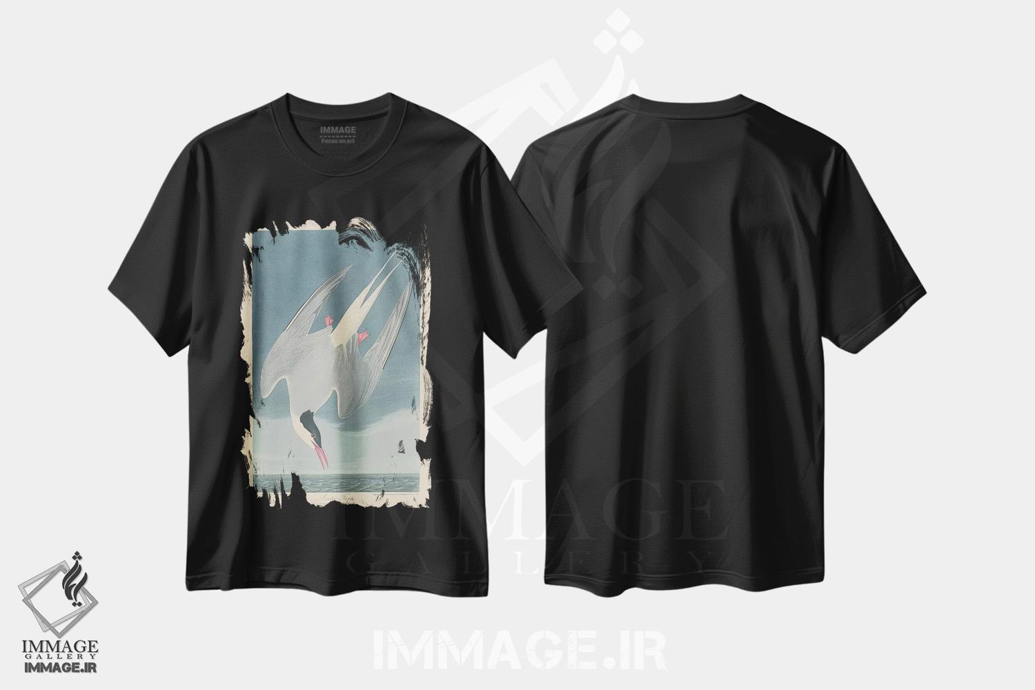 تیشرت طرح دار پرستوی دریایی شمالگان، هنر فاخر کلاسیک اثر جان جیمز آدوبون | فروشگاه ایماژ