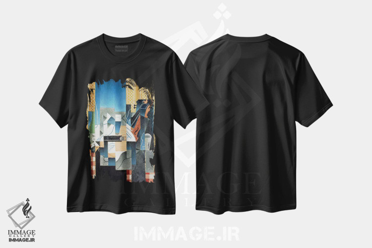 تیشرت طرح دار طبیعت بی جان با ویولن و گیتار، ۱۹۱۳، هنر فاخر کلاسیک اثر خوان گрис | immage.ir