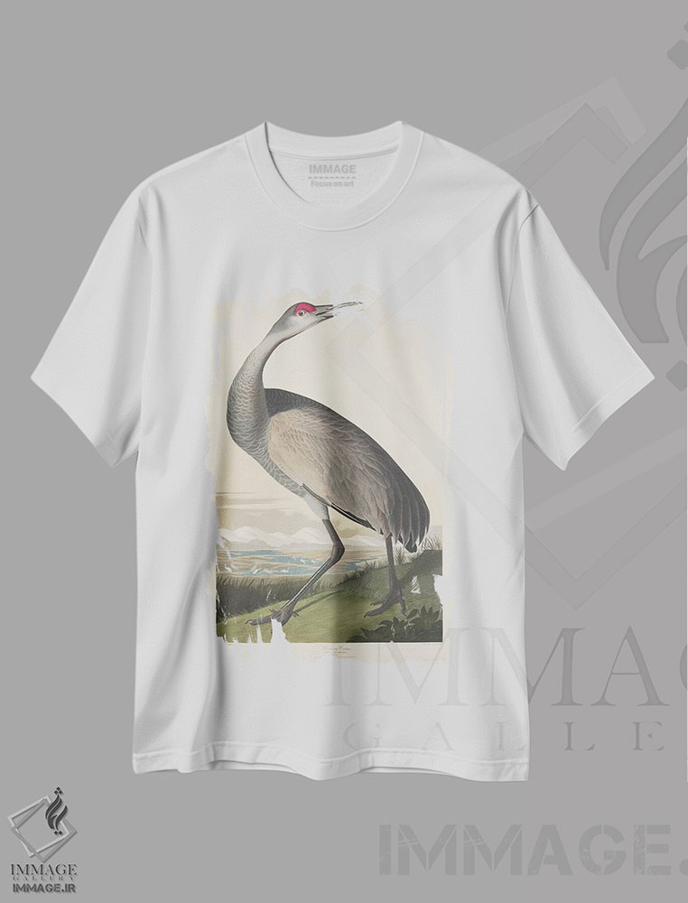 تیشرت طرح دار درنای فریادکش، هنر فاخر کلاسیک اثر جان جیمز آدوبون | فروشگاه ایماژ