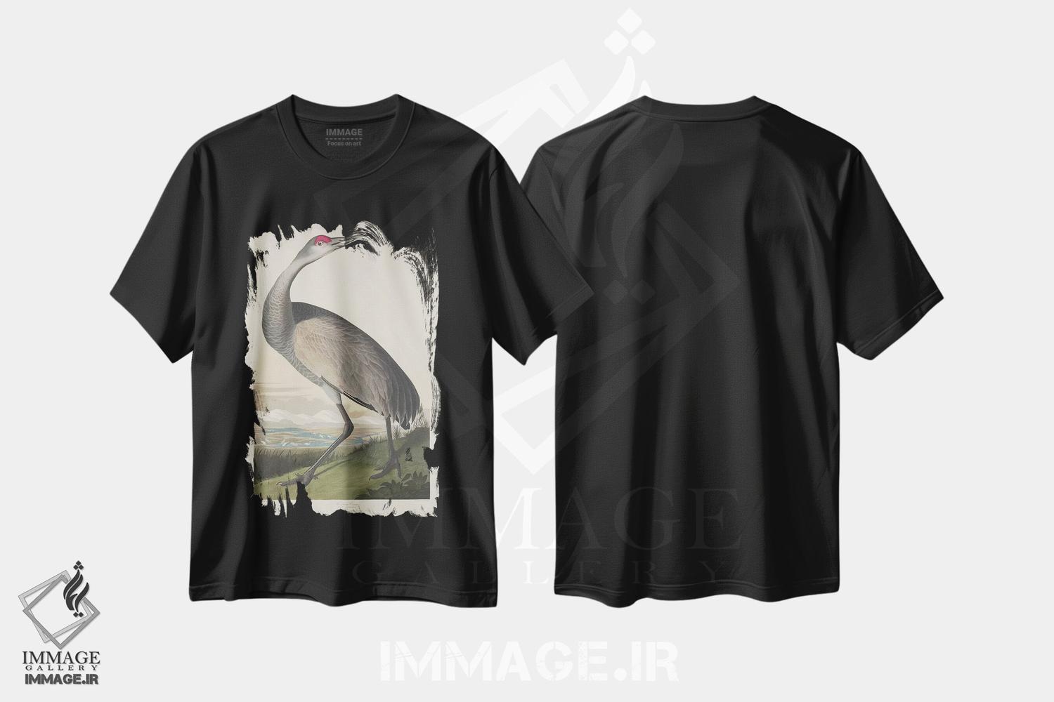 تیشرت طرح دار درنای فریادکش، هنر فاخر کلاسیک اثر جان جیمز آدوبون | immage.ir