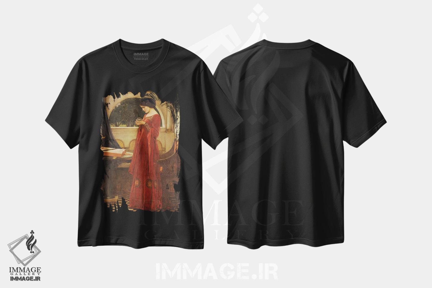 تیشرت طرح دار گوی بلورین، ۱۹۰۲، هنر فاخر کلاسیک اثر جان ویلیام واترهاوس | immage.ir