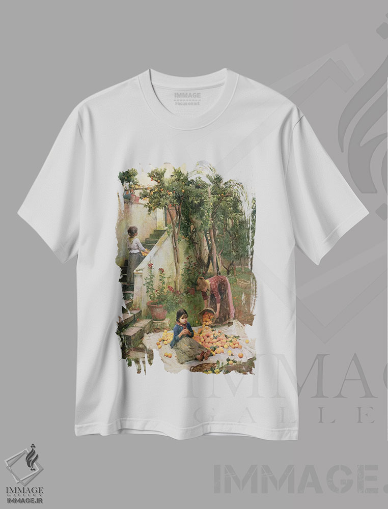 تیشرت طرح دار پرتقال چین ها، هنر فاخر کلاسیک اثر جان ویلیام واترهاوس | فروشگاه ایماژ